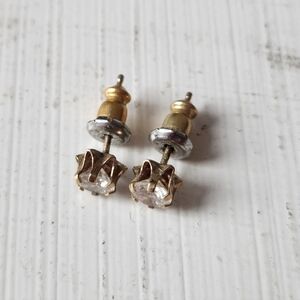 Vintage Gold Tone Vubic Zirconia Stud Earrings